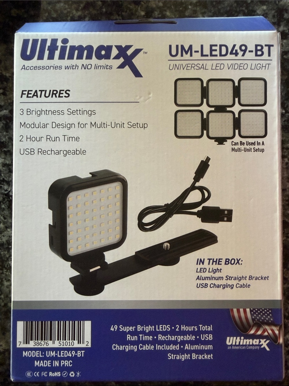 UM-LED49-BT Black USB Rechargeable universal LED Video Light